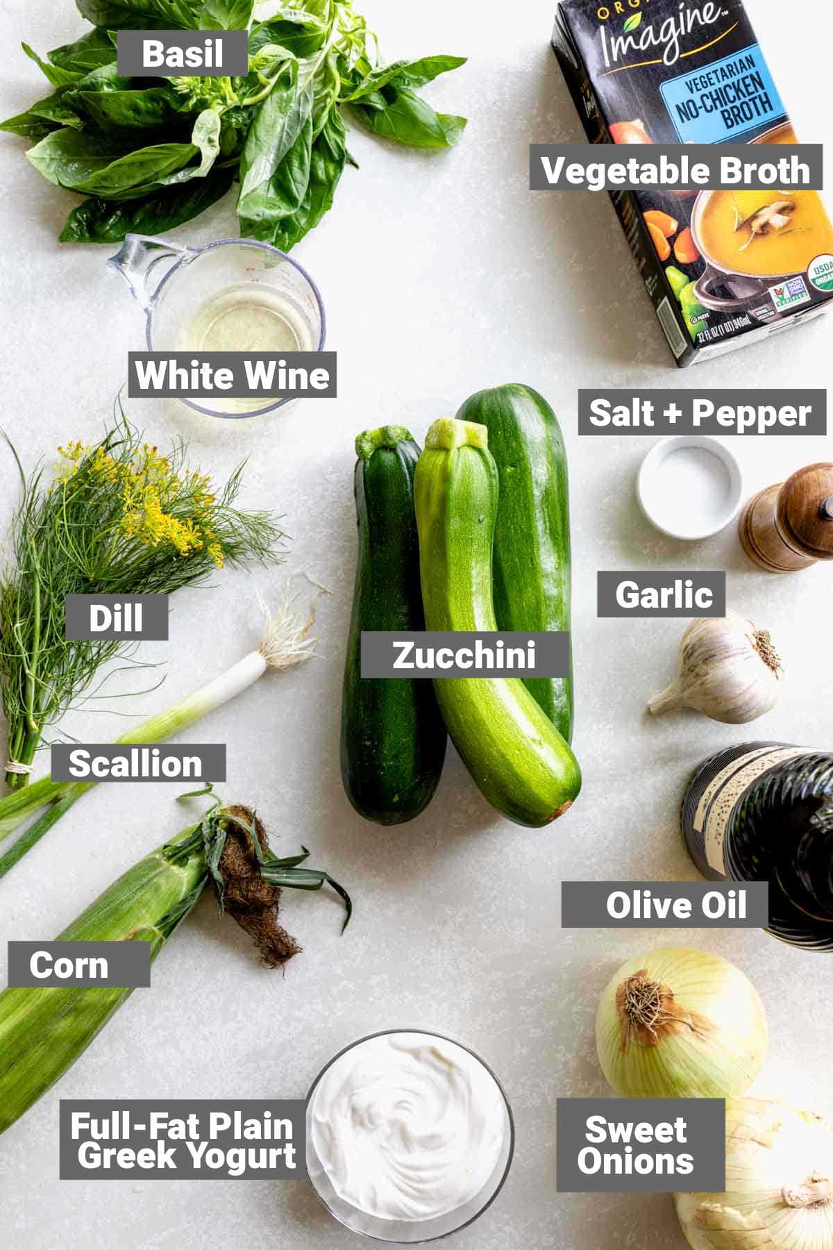ingredients with labels for this soup