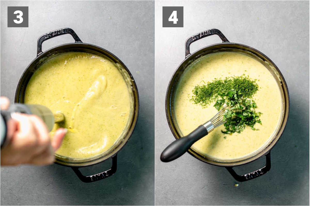 puree the soup add in herbs