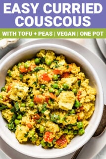 couscous closeup with text overlay