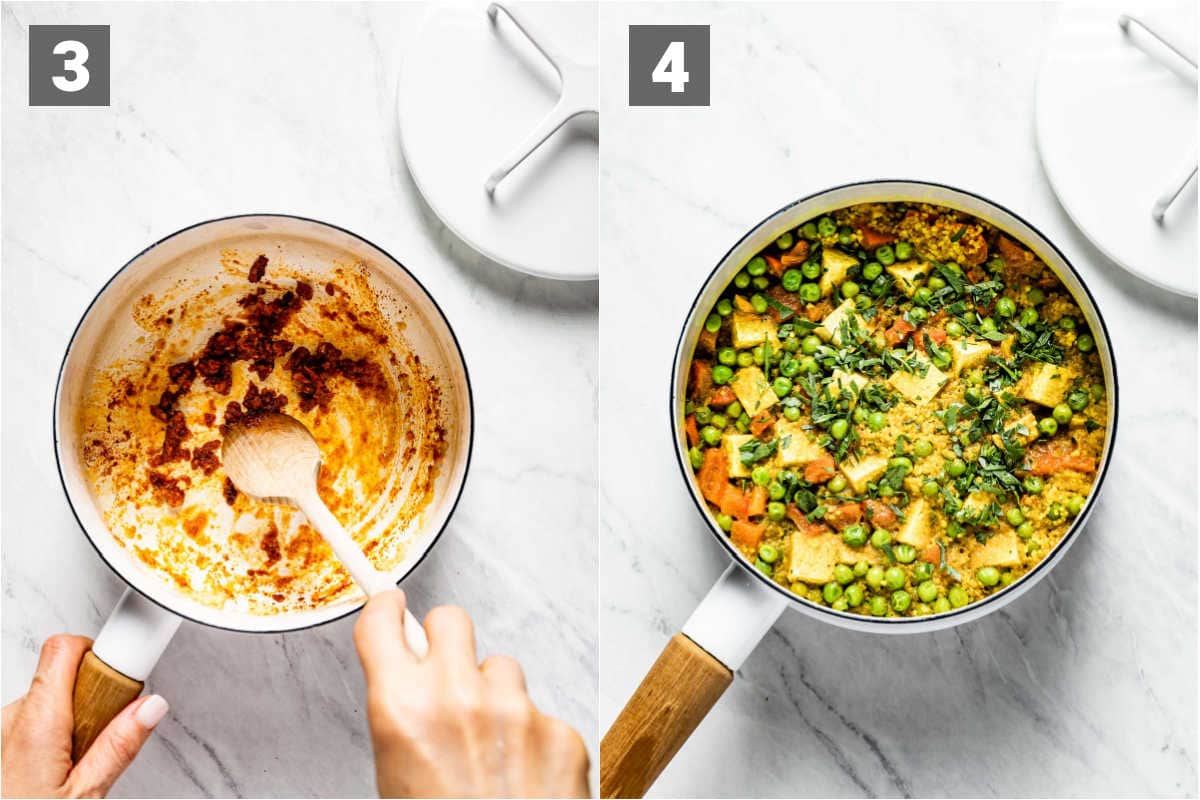 saute the garlic and garam masala
