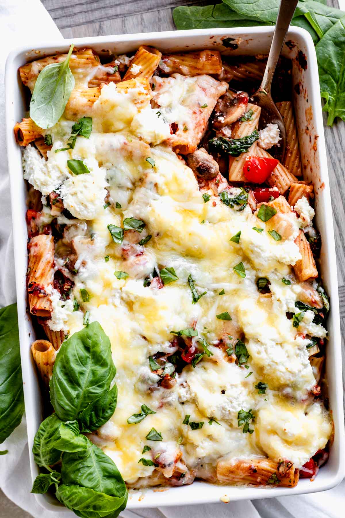 pasta bake from overhead