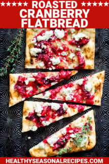 cut cranberry flatbread with text