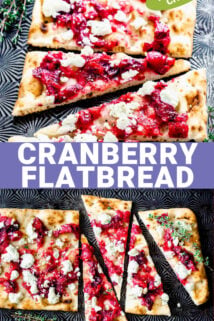 cut cranberry flatbread with text