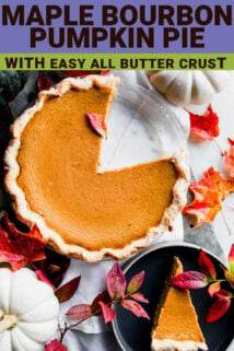 maple bourbon pumpkin pie with thext
