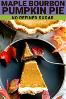 maple bourbon pumpkin pie with thext
