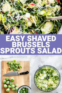 collage of shaved brussels salad with text overlay