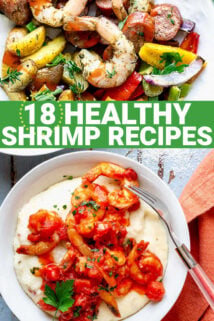 shrimp recipe collage with text overlay