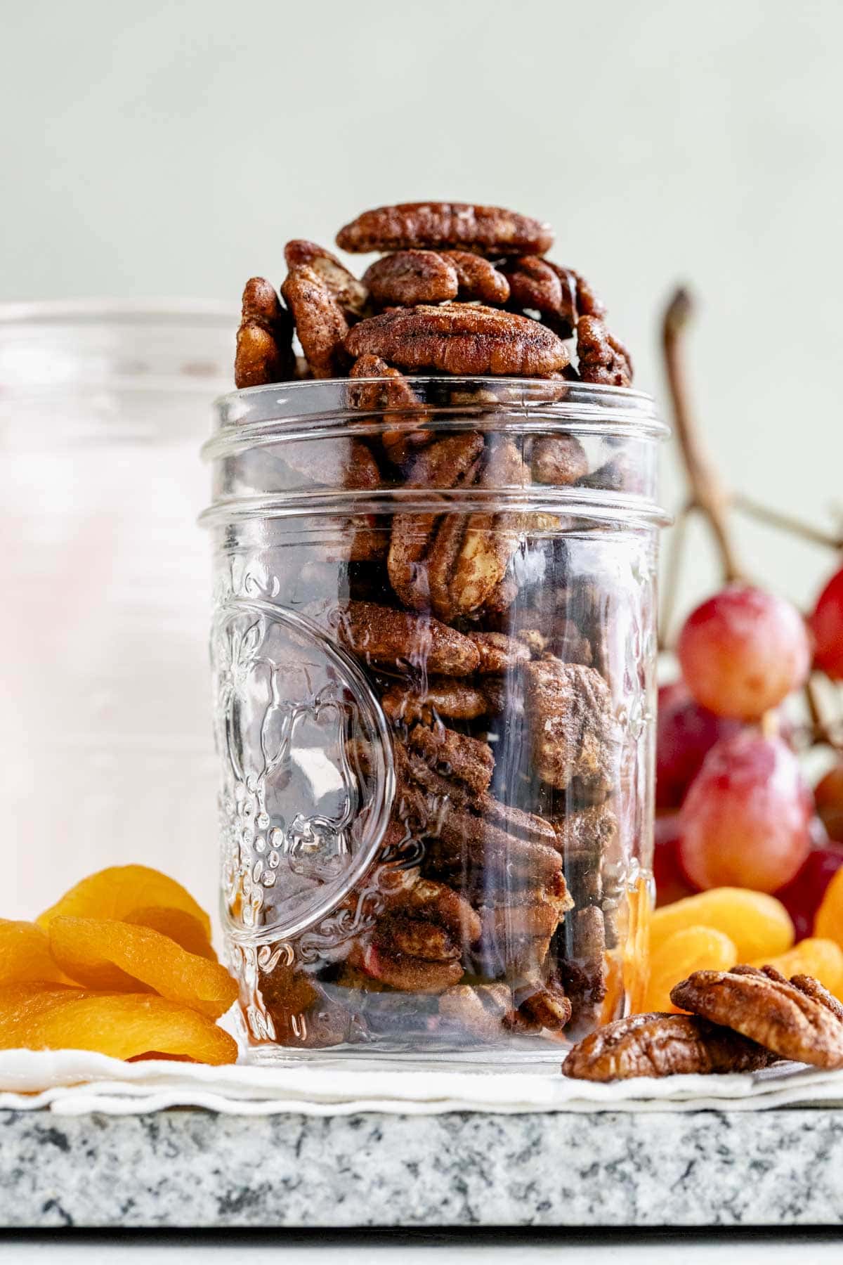 the nuts in a jar from the side
