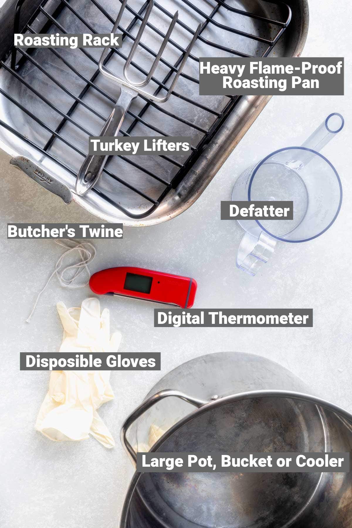 equipment for roasting a turkey with lables