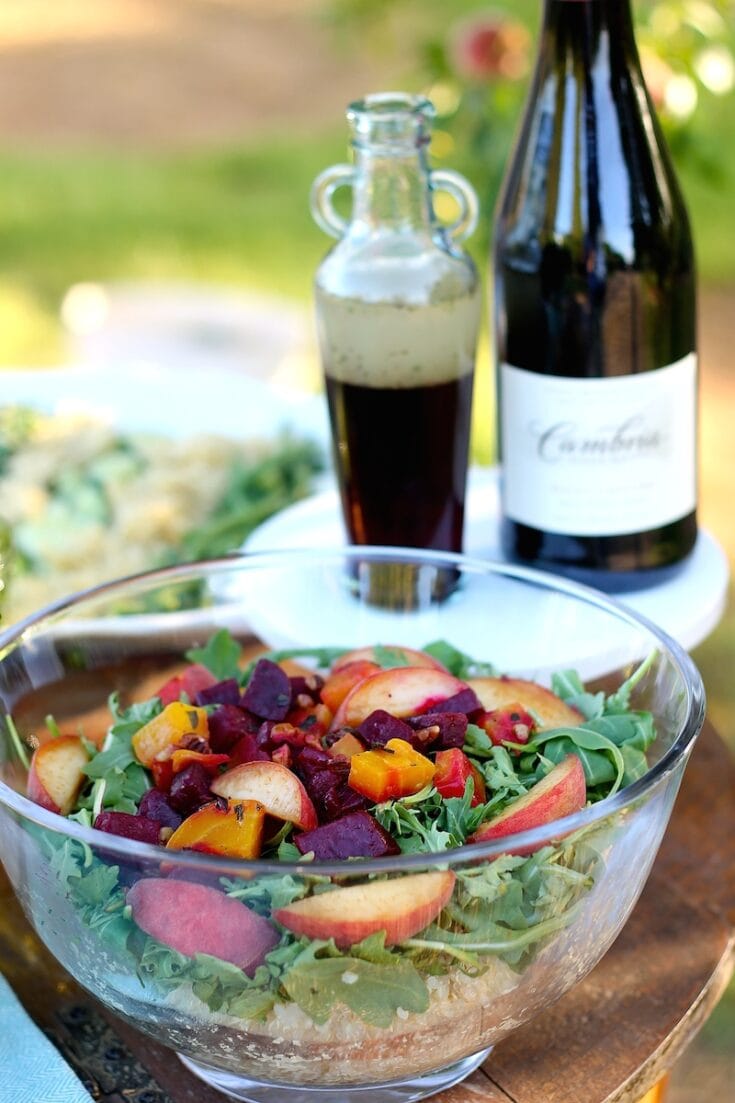 Image for Quinoa Arugula Salad with Beets, Peaches & Walnuts Tossed in a Pinot Noir Vinaigrette