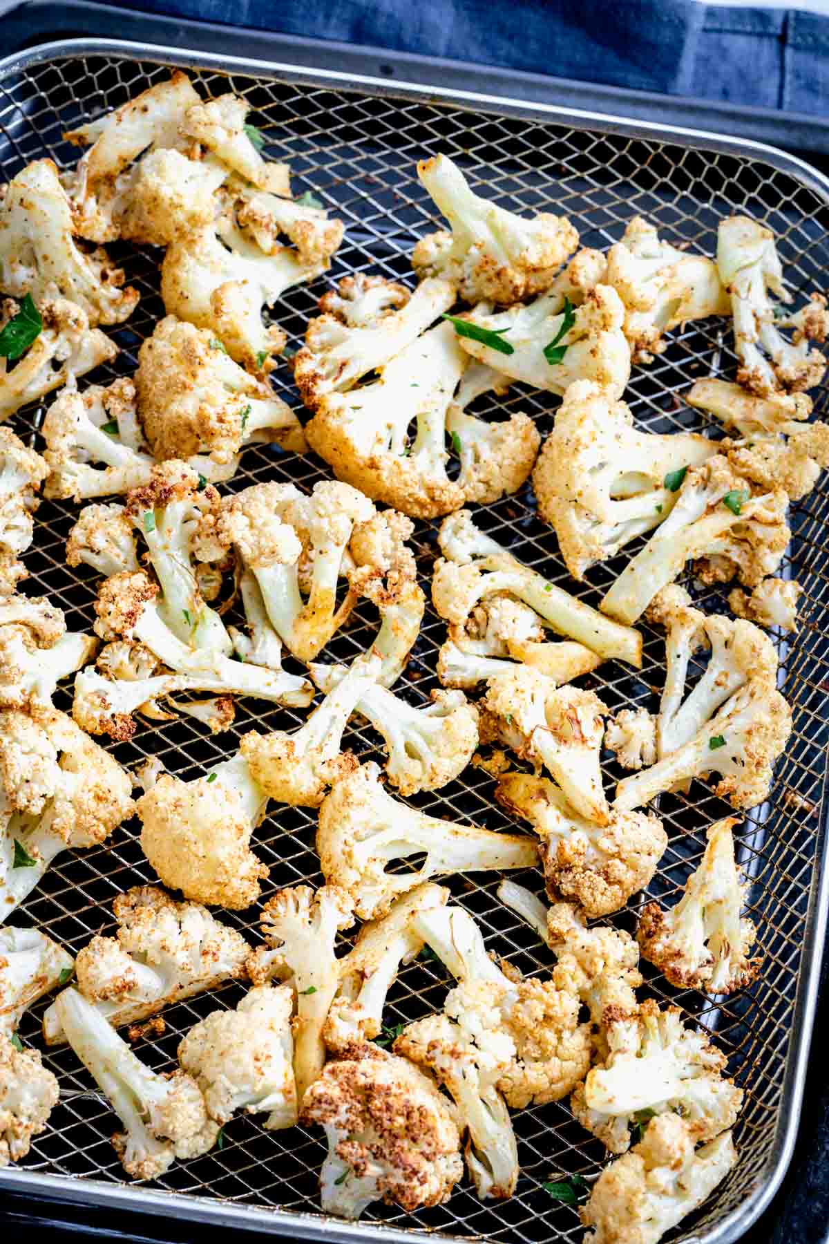 air fried cauliflower in basket