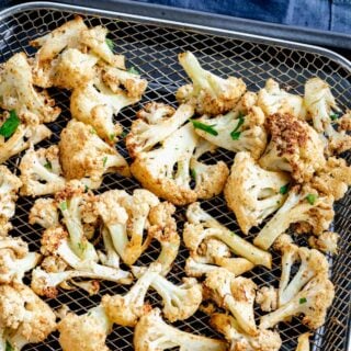 cauliflower in air fryer basket