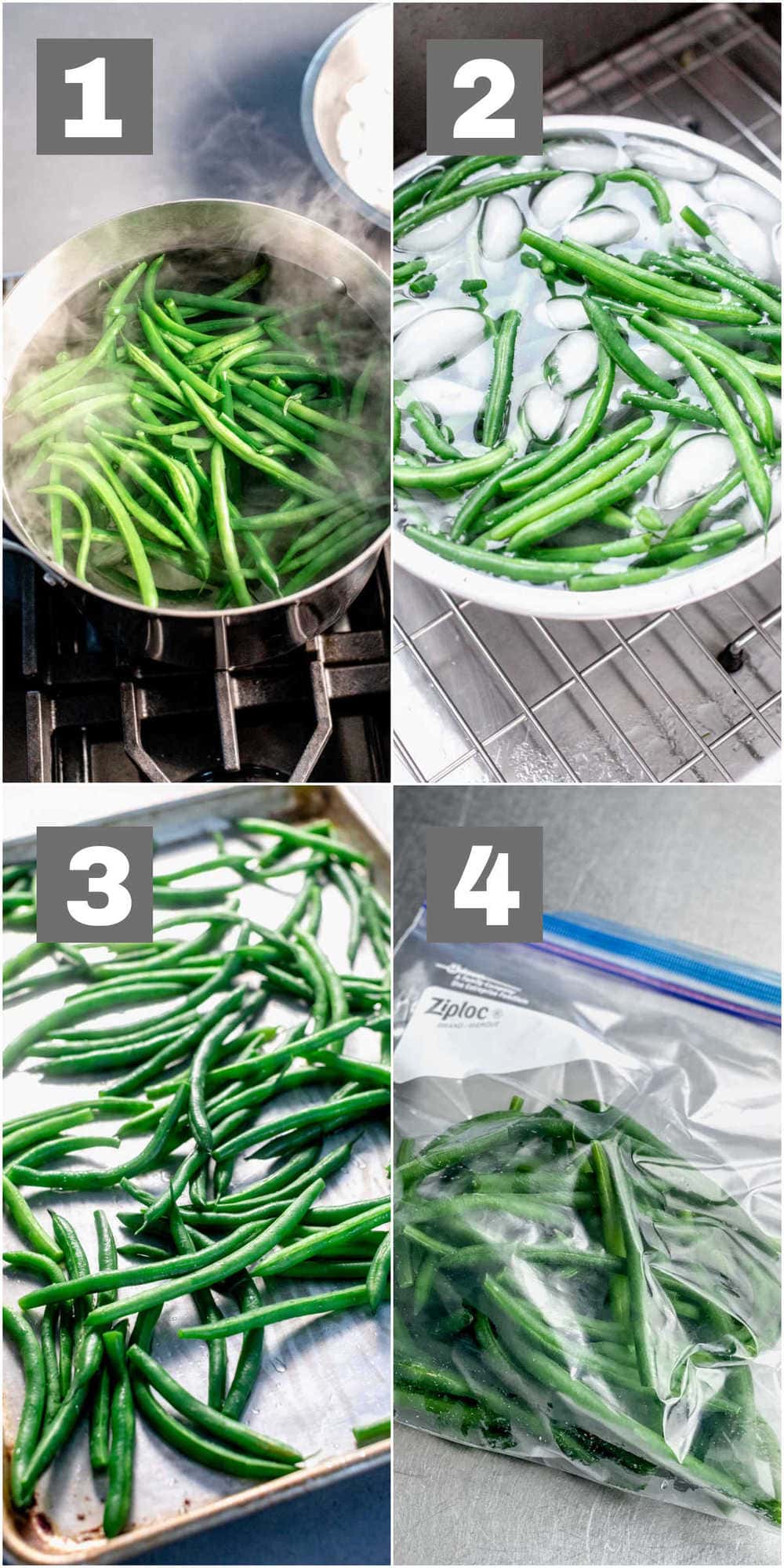 steps to blanch and freeze green beans