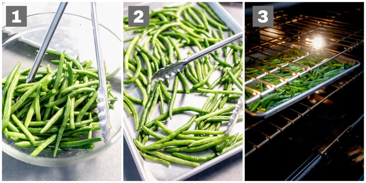 preparing and roasting green beans