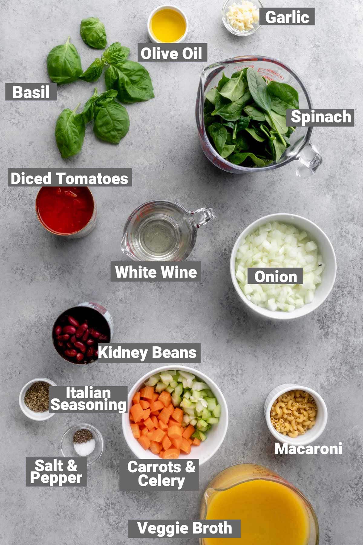 ingredients with labels for this recipe
