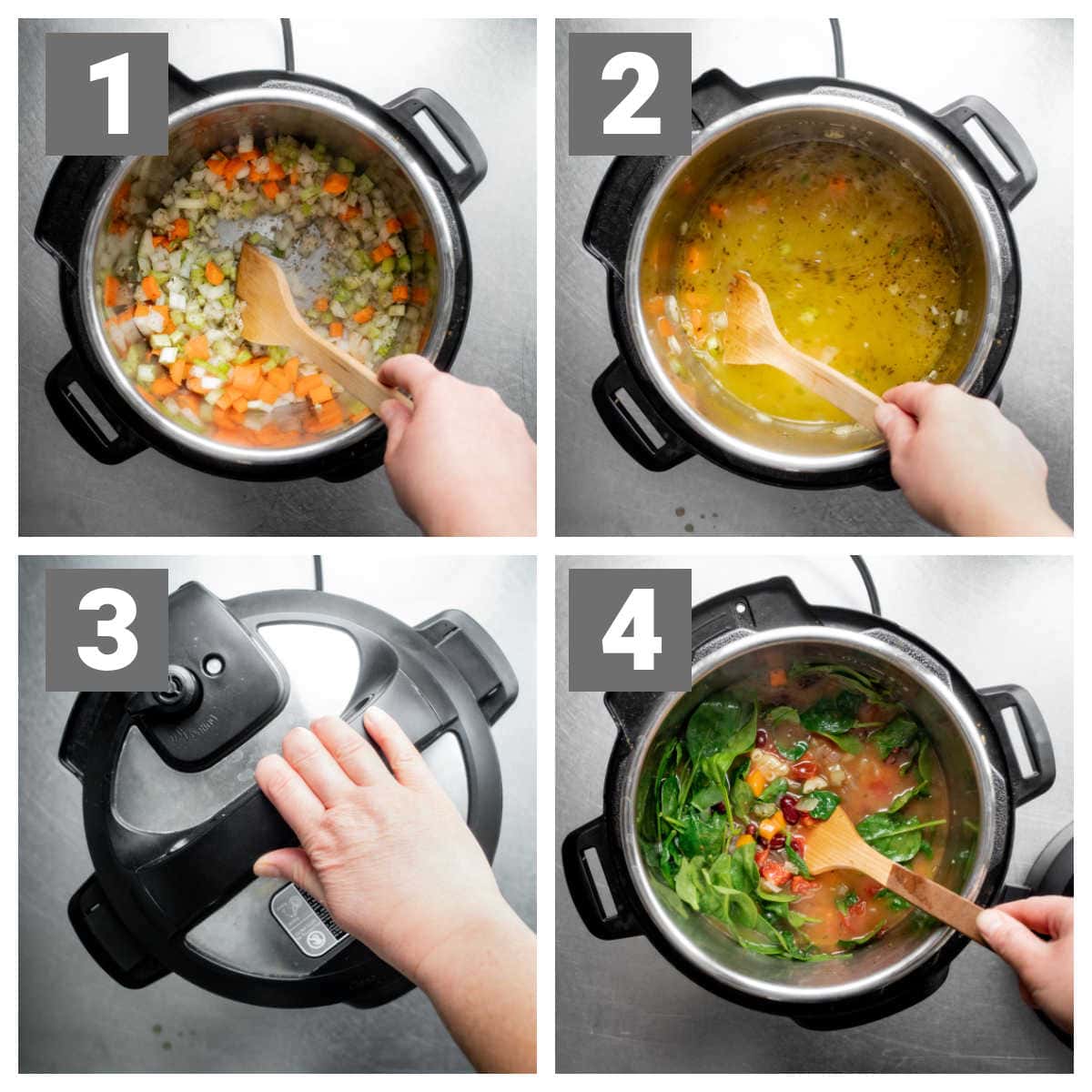 step by step photos of making instant pot minestrone