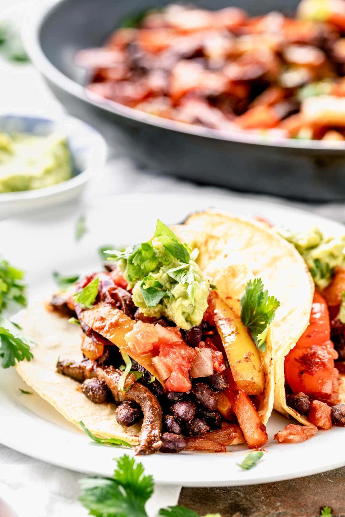 side angle of veggie tacos