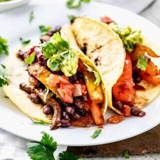 side angle of veggie tacos