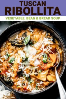 bowl of ribollita with text overlay