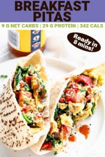 breakfast pitas with text overlay