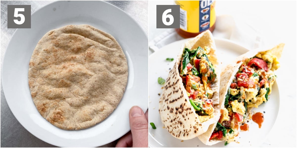 breakfast pitas steps 5 and 6