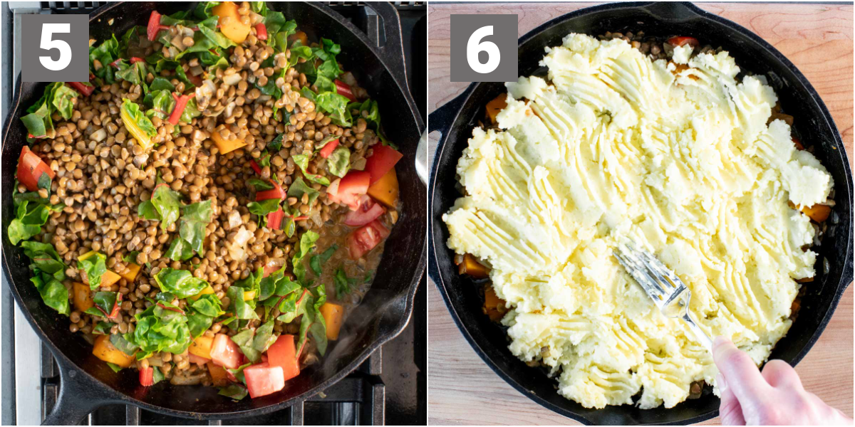 lentil shepherds pie steps 5 and 6