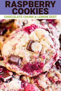 raspberry cookies with text overlay