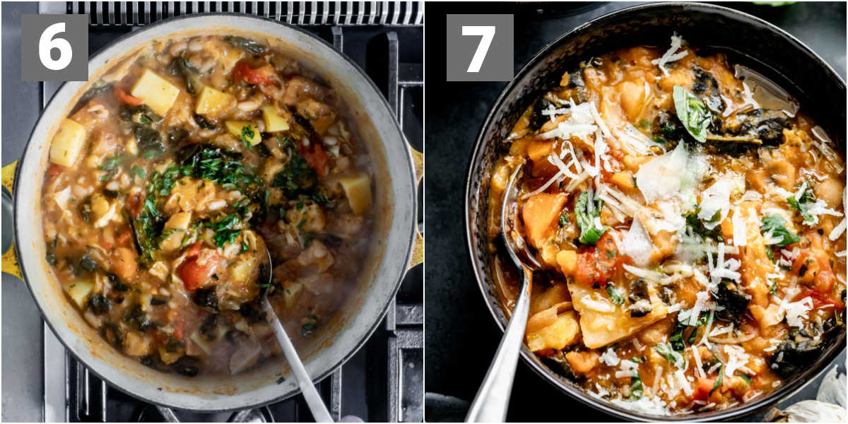 tuscan ribollita steps 6 and 7