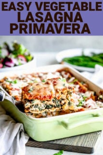 easy vegetable lasagna primavera with text overlay
