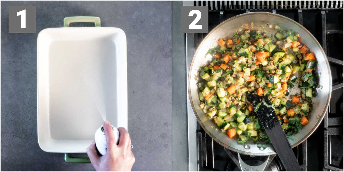 vegetarian lasagna steps 1 and 2