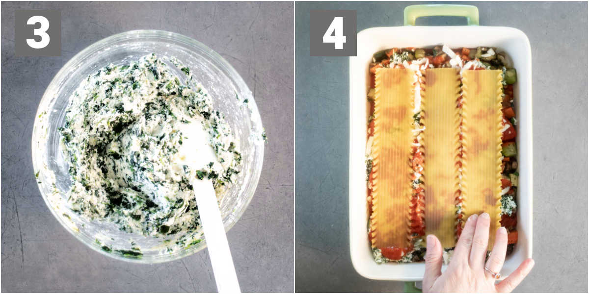 Easy vegetarian lasagna steps 3 and 4