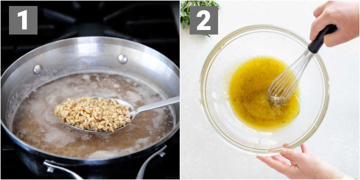 barley salad steps 1 and 2