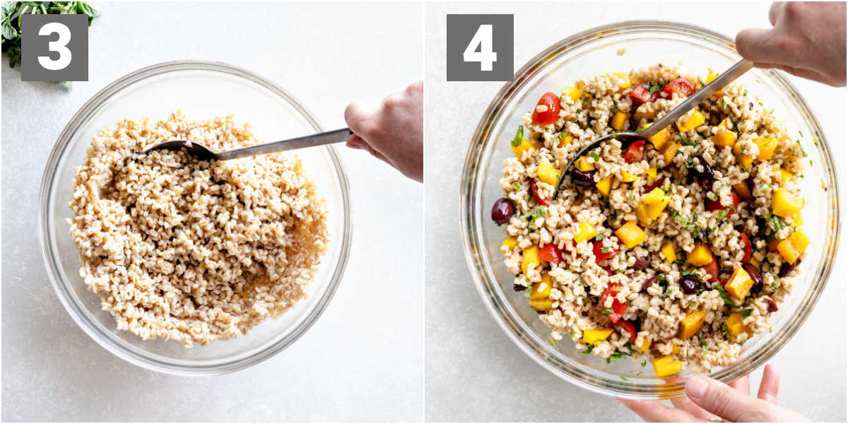 barley salad steps 3 and 4