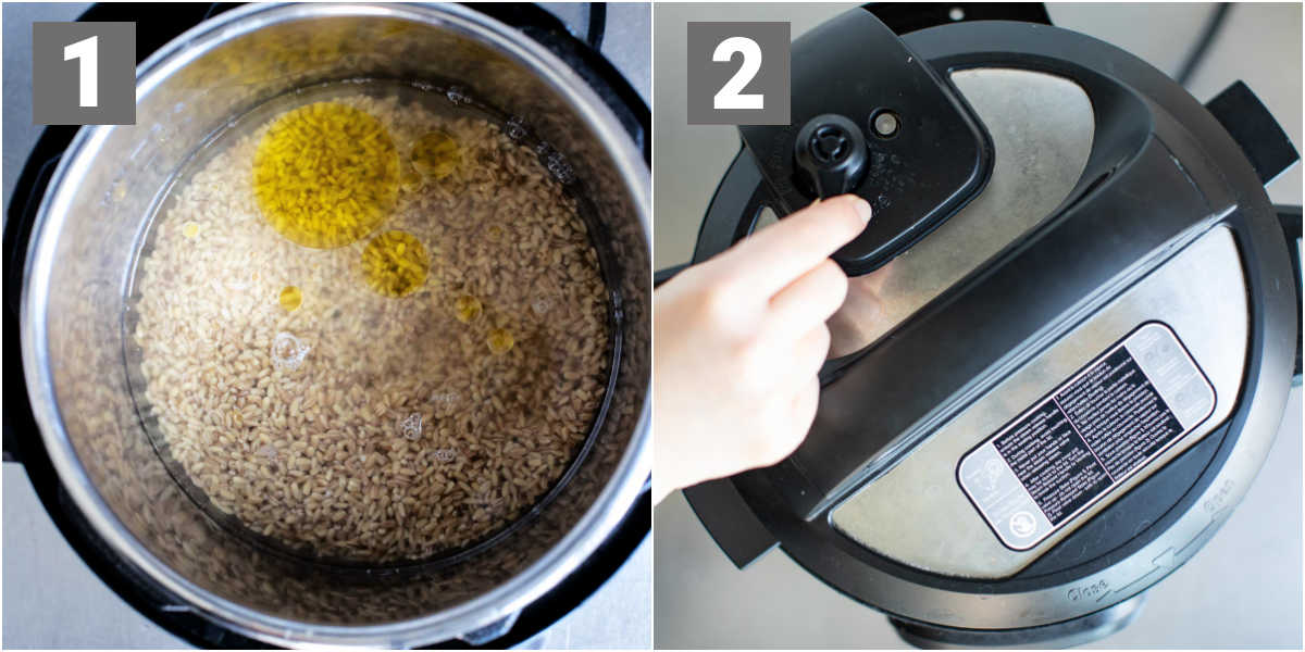 stir together the ingredients and cover and set valve to sealing
