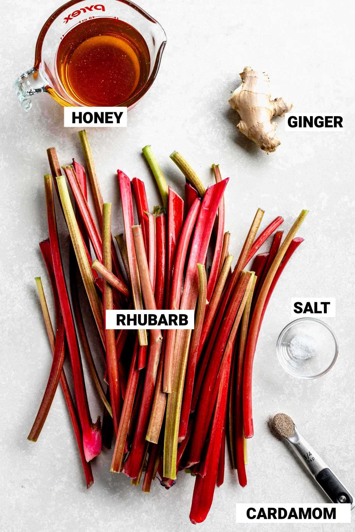 rhubarb and honey with spices for compote