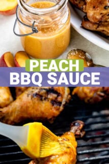 peach barbecue sauce brushed over chicken and then grilled