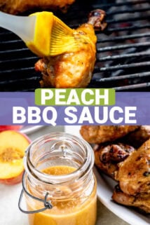 peach barbecue sauce brushed over chicken and then grilled
