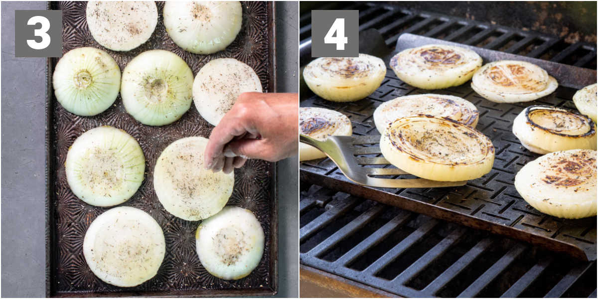 drizzle onions in oil and grill them