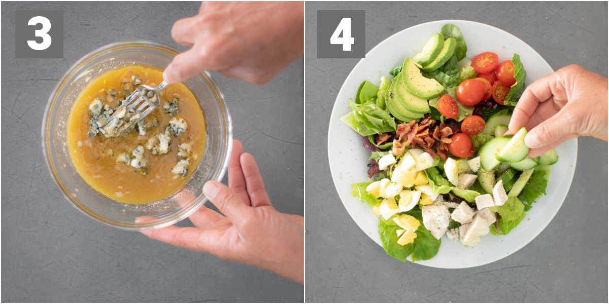 make dressing and arrange salads
