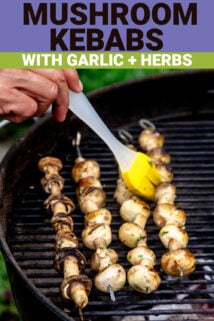 grilled mushroom kebabs marinated in garlic and herbs