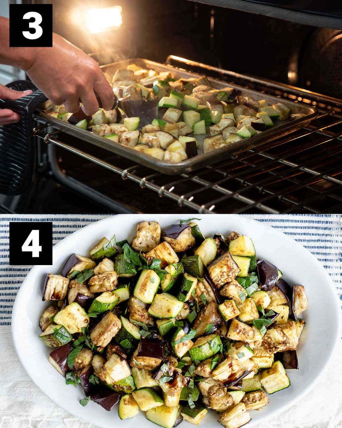 roast and serve eggplant and zucchini