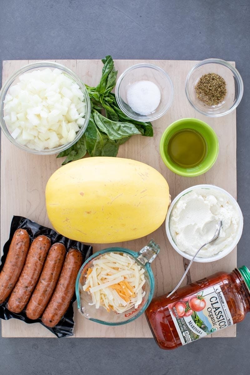 ingredients for stuffed spaghetti squash