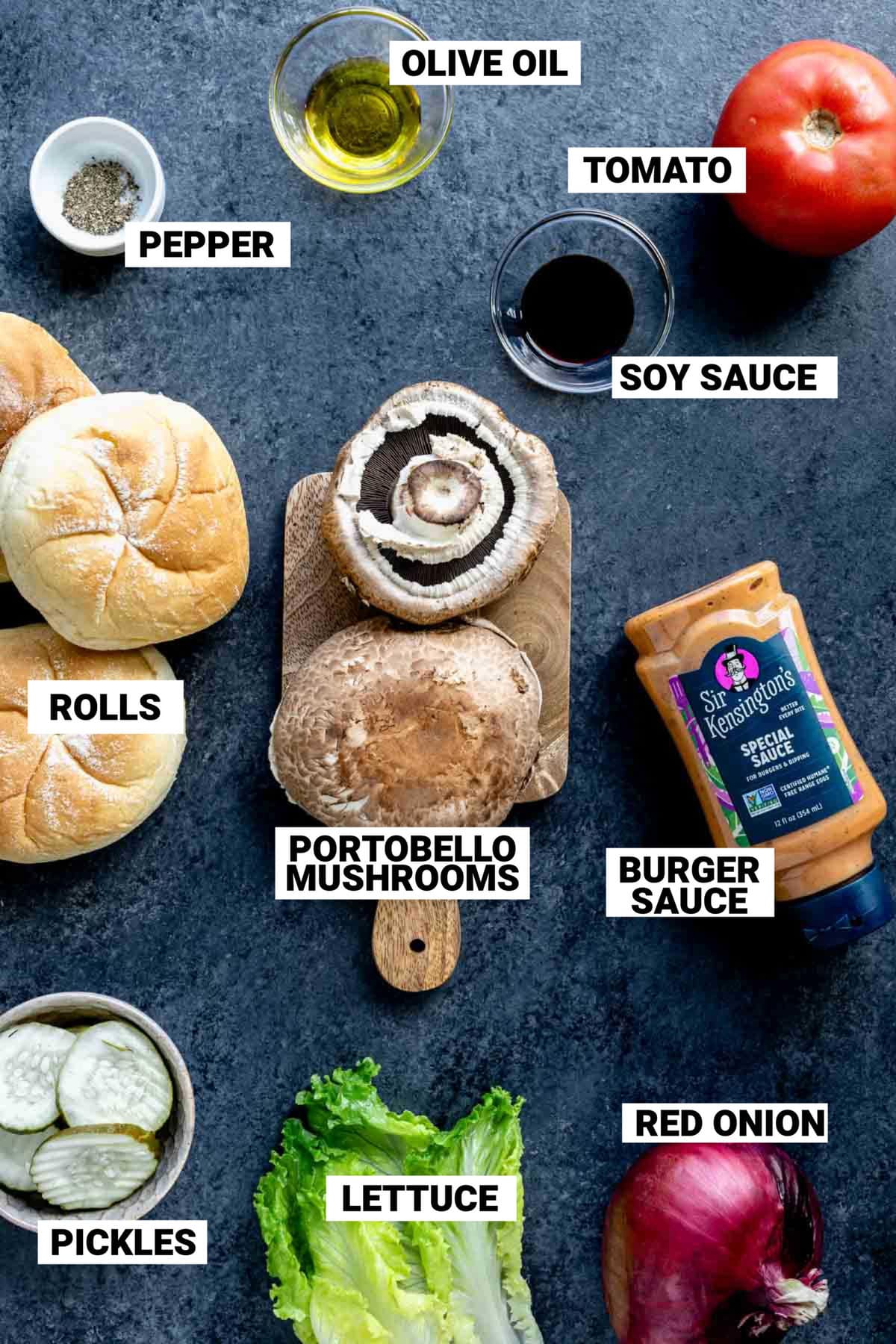 ingredients to make portobello mushroom sandwiches