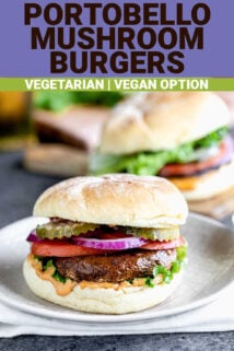 portobello mushroom burgers with text overlay