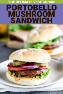 portobello mushroom sandwich with text overlay