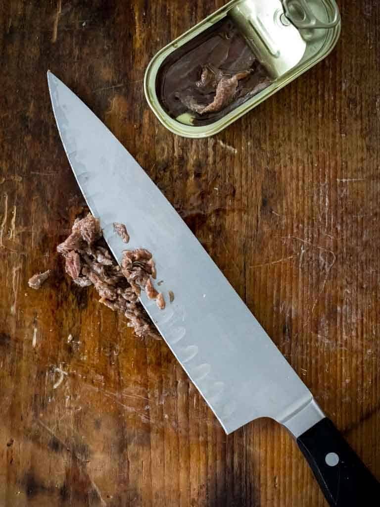 chop the anchovies