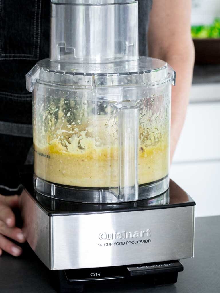 food processor with the dressing in it