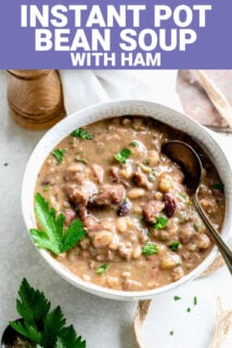 instant pot ham and bean soup with text overlay
