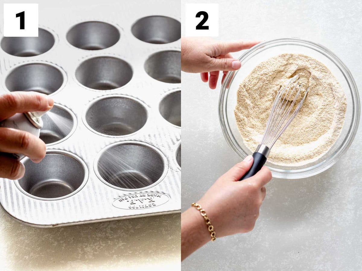 prepare pan and whisk dry ingredients