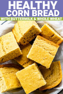 cornbread closeup with text overlay